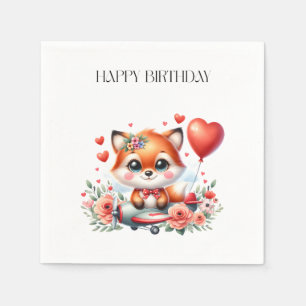 Servilleta De Papel Cumpleaños del piloto de zorro lindo