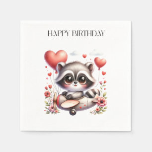 Servilleta De Papel Cumpleaños del piloto mapache