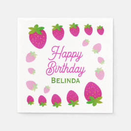 Servilleta De Papel Cumpleaños del purpurina Y2K Strawberry Berry