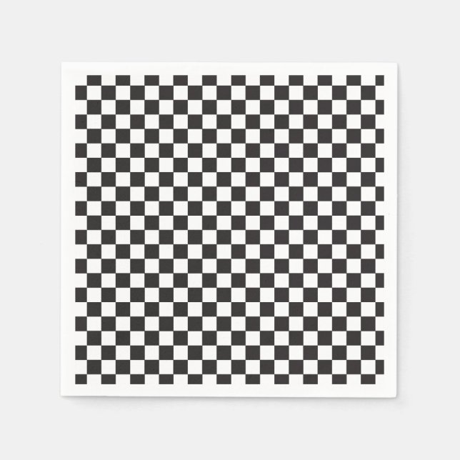 Servilleta De Papel Cumpleaños del retro Black Check Skateboard (Anverso)