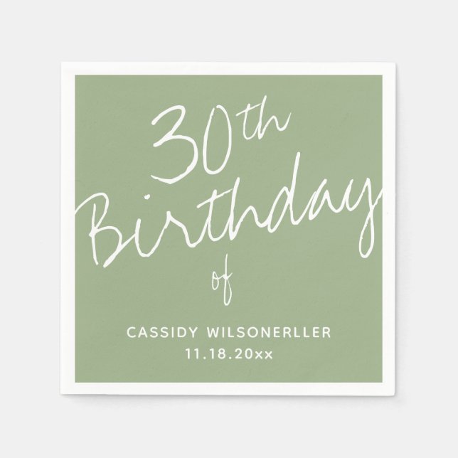 Servilleta De Papel Cumpleaños del sabio minimalista 30 (Anverso)