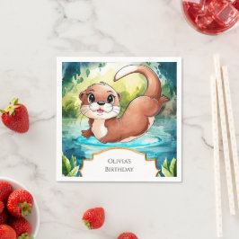 Servilleta De Papel Cumpleaños del Simple Lake Otter