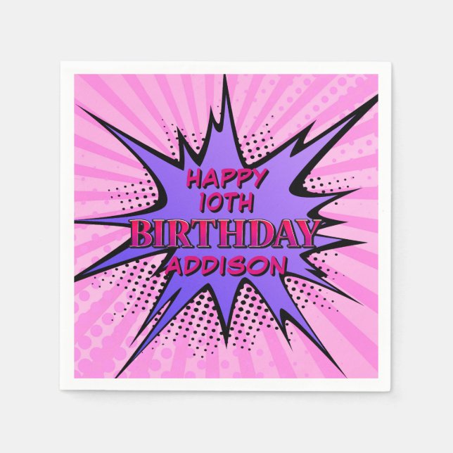 Servilleta De Papel Cumpleaños del Superhéroe de los chicas (Anverso)