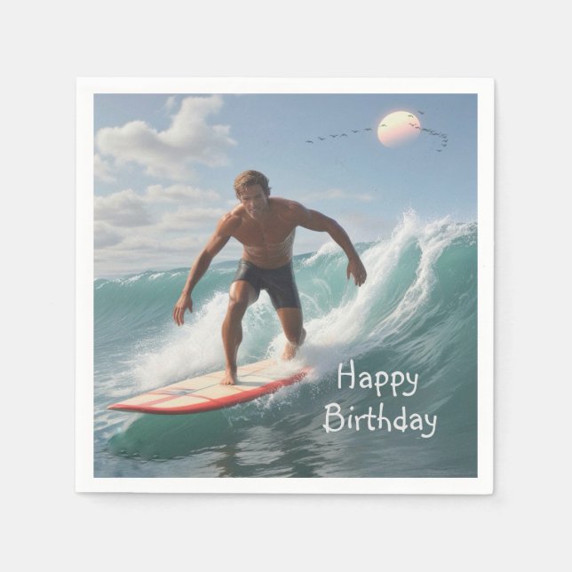 Servilleta De Papel Cumpleaños del Surfing (Anverso)