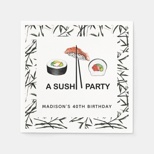 Servilleta De Papel Cumpleaños del Sushi Personalizado (Anverso)