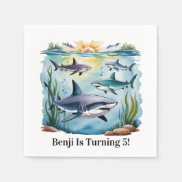 Servilleta De Papel Cumpleaños Del Tiburón Bajo El Mar