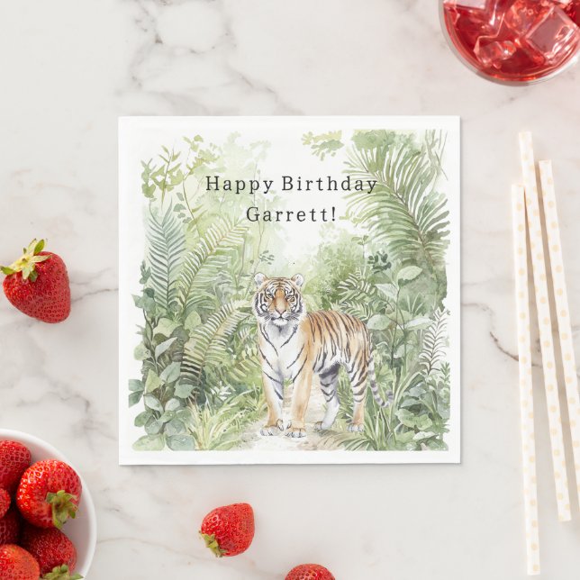 Servilleta De Papel Cumpleaños del tigre de la selva (In situ)