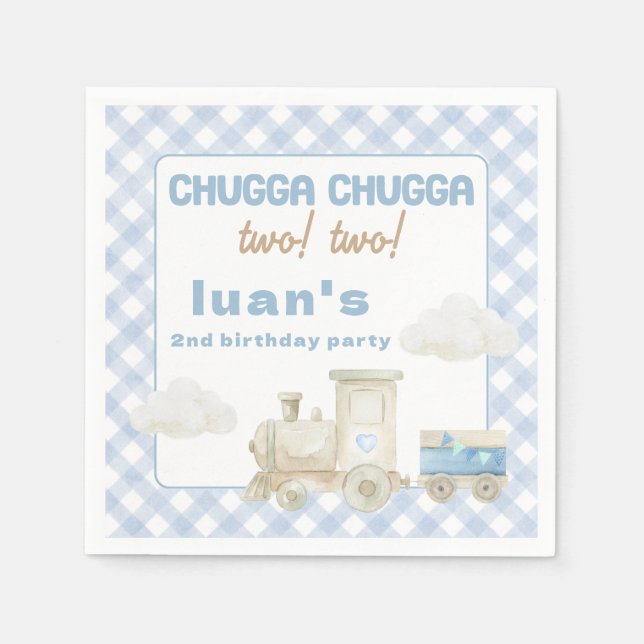 Servilleta De Papel Cumpleaños del Tren Chugga Chugga  (Anverso)