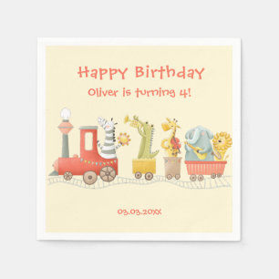 Servilleta De Papel Cumpleaños del tren de animales musicales