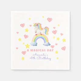 Servilleta De Papel Cumpleaños Día Mágico Arcoíris Unicornio