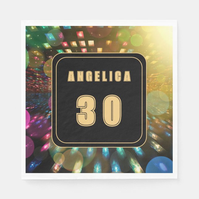 Servilleta De Papel Cumpleaños Disco (Anverso)