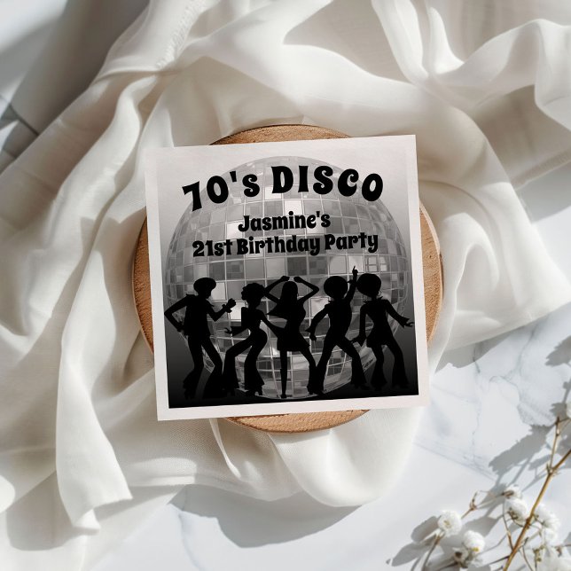 Servilleta De Papel Cumpleaños Disco de los 70 | Bola Purpurina platea (Subido por el creador)