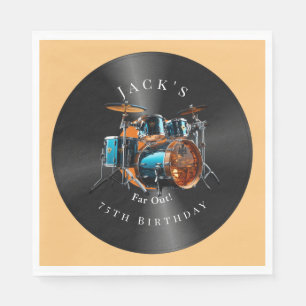 Servilleta De Papel Cumpleaños Disco de Vinilo Retro Batería Música Ro