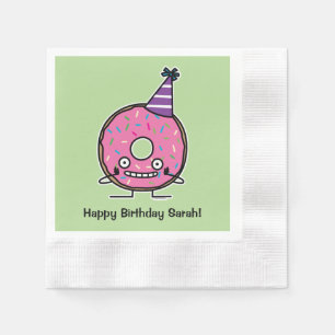 Servilleta De Papel Cumpleaños Donut hielo rosado rociar fiesta gorra