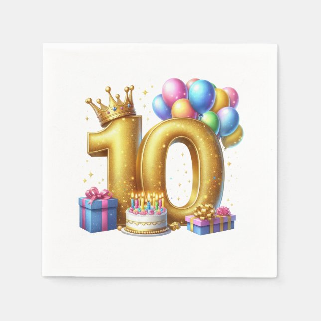 Servilleta De Papel Cumpleaños dorado 10 (Anverso)
