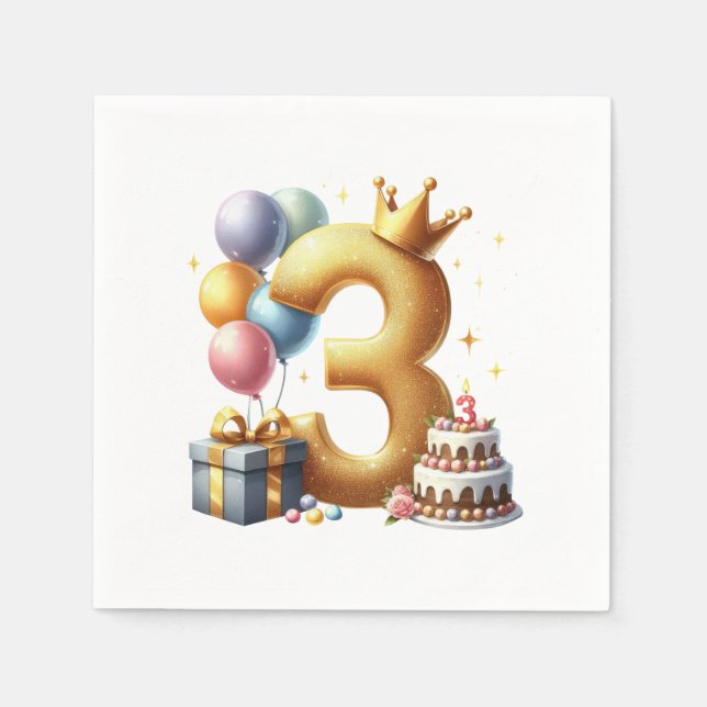Servilleta De Papel Cumpleaños dorado 3 (Anverso)