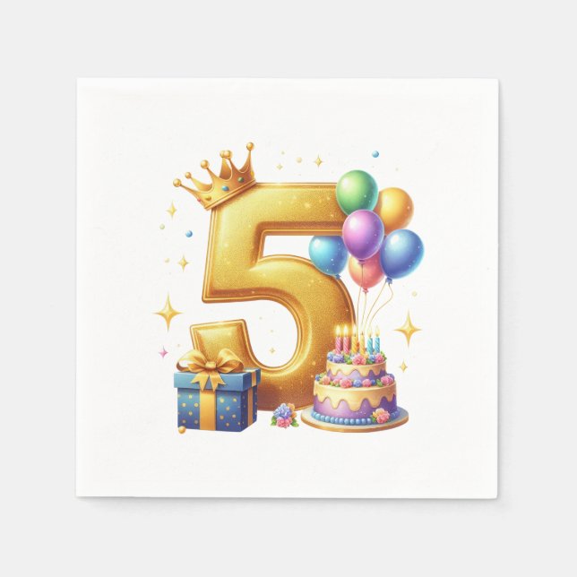 Servilleta De Papel Cumpleaños dorado 5 (Anverso)