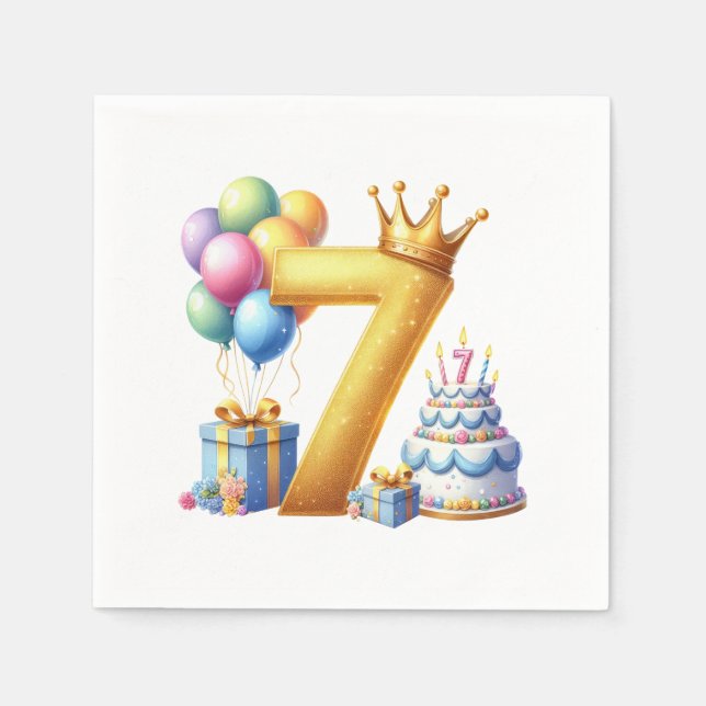 Servilleta De Papel Cumpleaños dorado 7 (Anverso)