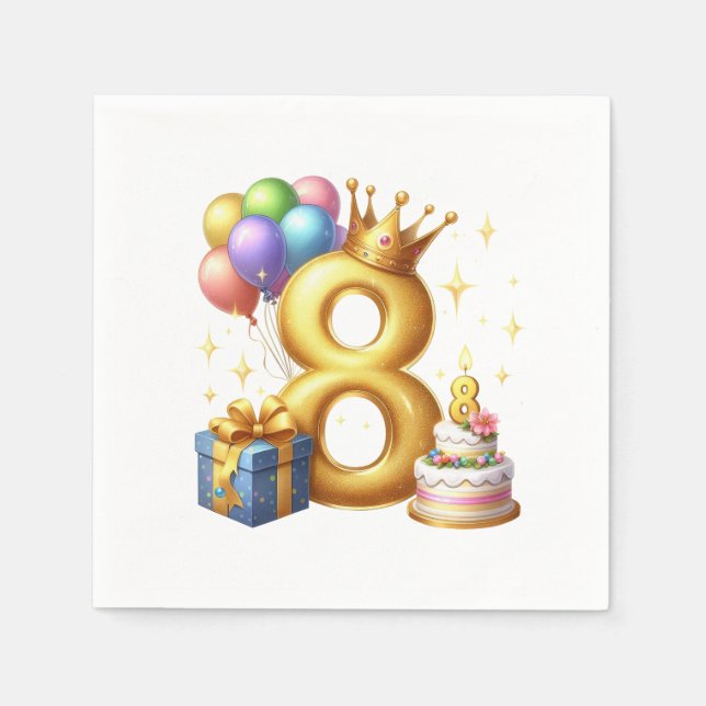 Servilleta De Papel Cumpleaños dorado 8 (Anverso)