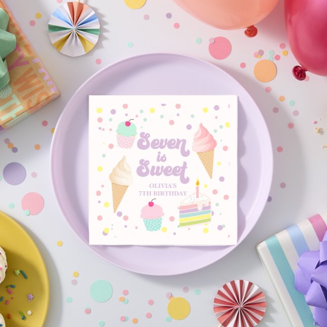 Servilleta De Papel Cumpleaños Dulce 7 Helado y Tarta Siete es Dulce (Subido por el creador)