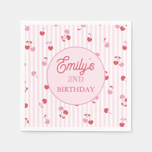 Servilleta De Papel Cumpleaños Dulce Cereza (Anverso)