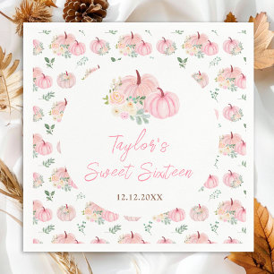 Servilleta De Papel Cumpleaños Dulce Dieciséis Floral Calabazas Rosada