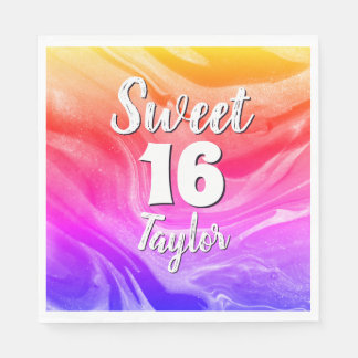 Servilleta De Papel Cumpleaños Dulces 16 Mármol Personalizado de Color