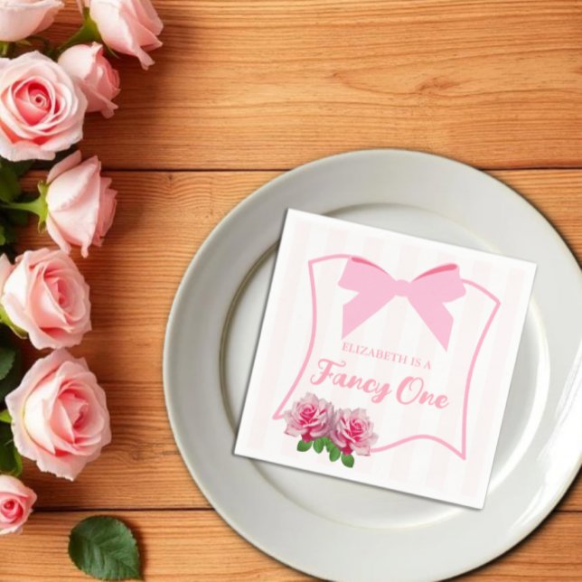 Servilleta De Papel Cumpleaños elegante con lazo floral (Subido por el creador)
