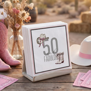 Servilleta De Papel Cumpleaños Elegante de Vaquera Rosa 50 y Fabuloso