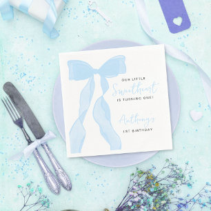 Servilleta De Papel Cumpleaños Elegante Lazo Azul Little Sweetheart