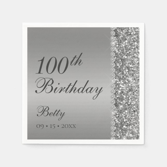 Servilleta De Papel Cumpleaños elegante número 100 (Anverso)