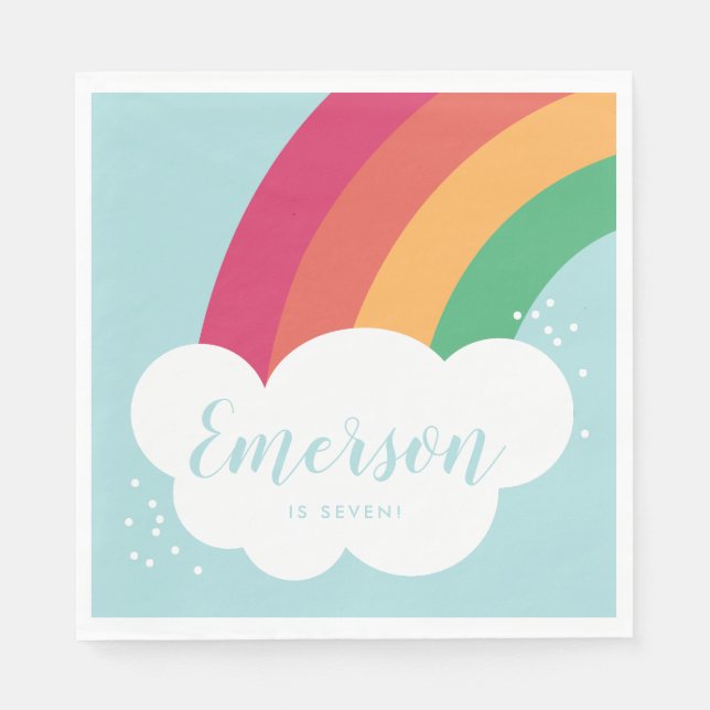 Servilleta De Papel cumpleaños en la nube arcoiris (Anverso)
