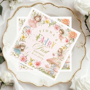 Servilleta De Papel Cumpleaños Encantado Jardín Brillante Hada Primero