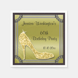 Servilleta De Papel Cumpleaños enmarcado plata elegante del oro del