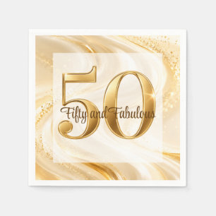 Servilleta De Papel Cumpleaños Fabuloso de 50 años en Crema Dorado