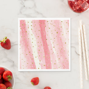 Servilleta De Papel Cumpleaños Fantasía de Lunares Rosados Dorados