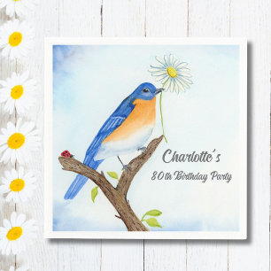 Servilleta De Papel Cumpleaños Feliz Abril con Pájaro Azul para Todas