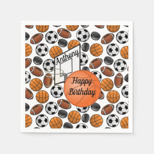 Servilleta De Papel Cumpleaños Feliz Baloncesto Personalizado