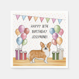 Servilleta De Papel Cumpleaños Feliz Colorido Corgi Galés Rojo de Pemb
