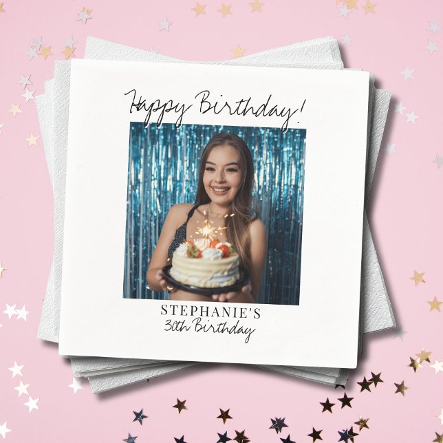 Servilleta De Papel Cumpleaños Feliz con Foto Personalizada (Subido por el creador)