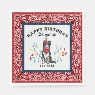 Servilleta De Papel Cumpleaños feliz con lienzo fronterizo en Bandana