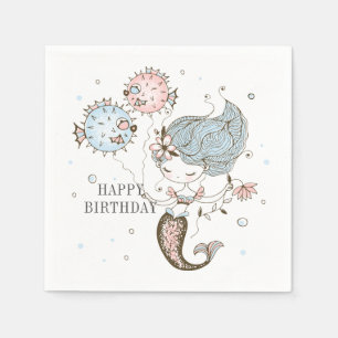 Servilleta De Papel Cumpleaños feliz de la sirena