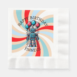 Servilleta De Papel Cumpleaños feliz de Robot Themed Boy