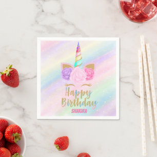 Servilleta De Papel Cumpleaños Feliz de Unicornio