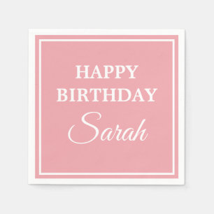 Servilleta De Papel Cumpleaños Feliz del Blanco Rosa