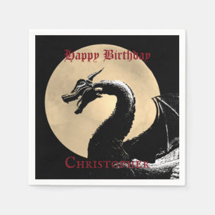 Servilleta De Papel Cumpleaños Feliz Dragón Mítico Personalizado
