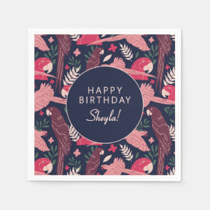 Servilleta De Papel Cumpleaños Feliz Loro Tropical Personalizado 