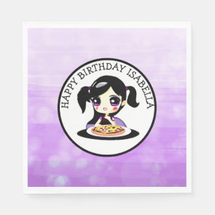 Servilleta De Papel Cumpleaños Feliz Personalizado Anime Chica Pizza F