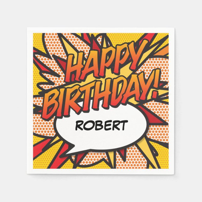 Servilleta De Papel Cumpleaños Feliz Personalizado Burbuja de Hablado  (Anverso)