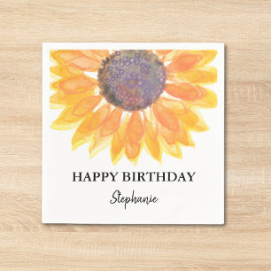 Servilleta De Papel Cumpleaños Feliz Personalizado Girasol